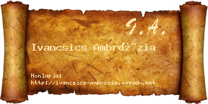 Ivancsics Ambrózia névjegykártya