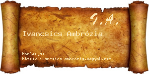 Ivancsics Ambrózia névjegykártya